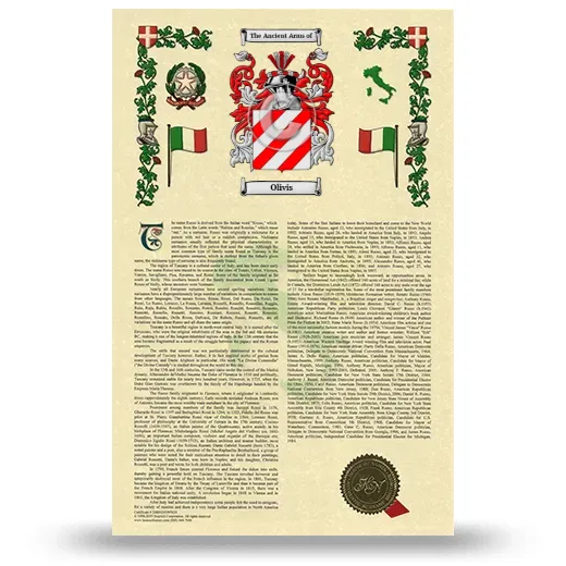 Olivis Armorial History with Coat of Arms