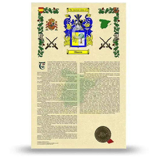 Olmera Armorial History with Coat of Arms