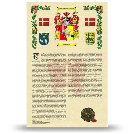 Olson-s Armorial History with Coat of Arms