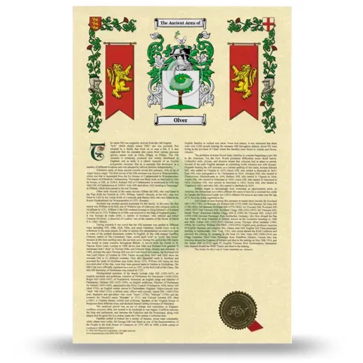 Olver Armorial History with Coat of Arms
