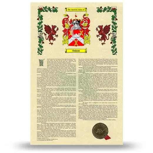 Onians Armorial History with Coat of Arms