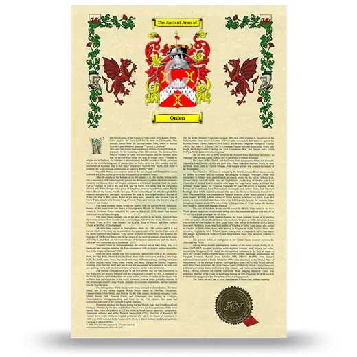 Onien Armorial History with Coat of Arms