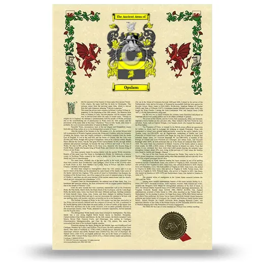 Opshon Armorial History with Coat of Arms