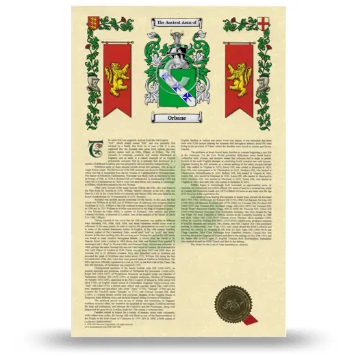 Orbane Armorial History with Coat of Arms