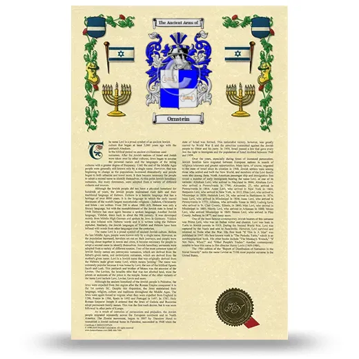 Ornstein Armorial History with Coat of Arms