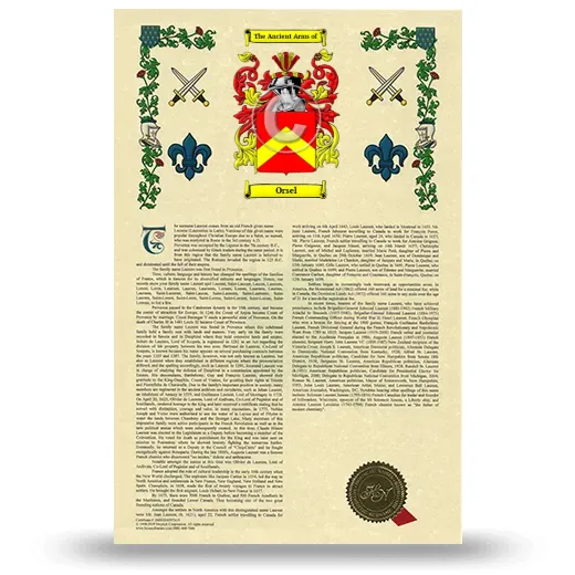 Orsel Armorial History with Coat of Arms