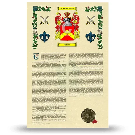 Orser Armorial History with Coat of Arms