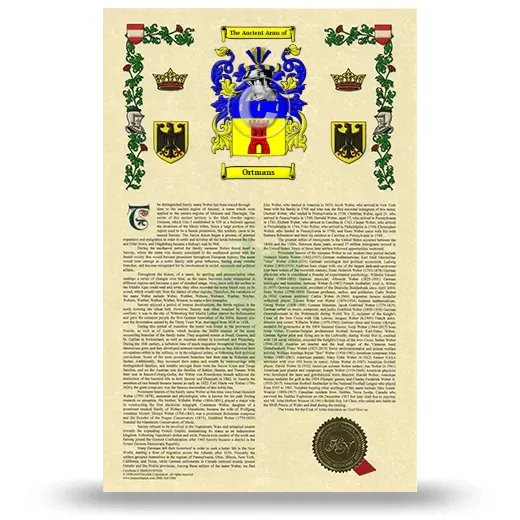 Ortmans Armorial History with Coat of Arms