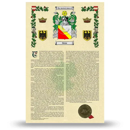 Oster Armorial History with Coat of Arms