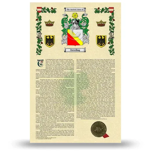 Osterling Armorial History with Coat of Arms