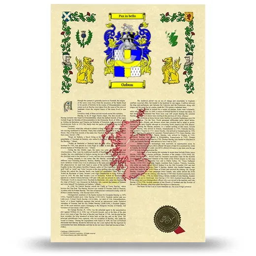 Ozbun Armorial History with Coat of Arms
