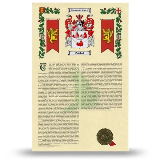 Paisted Armorial History with Coat of Arms