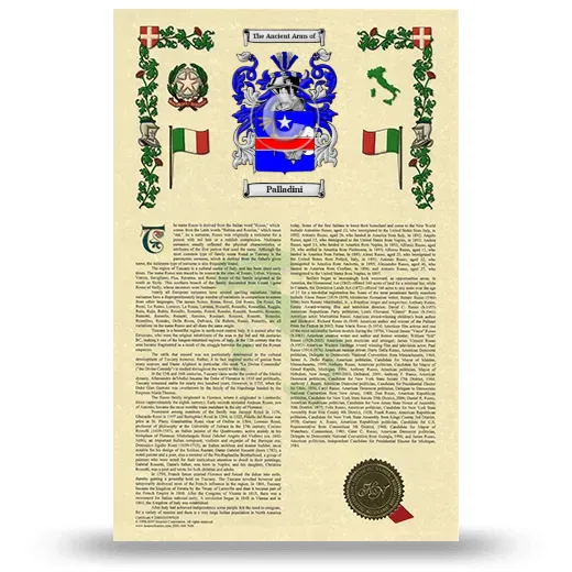 Palladini Armorial History with Coat of Arms