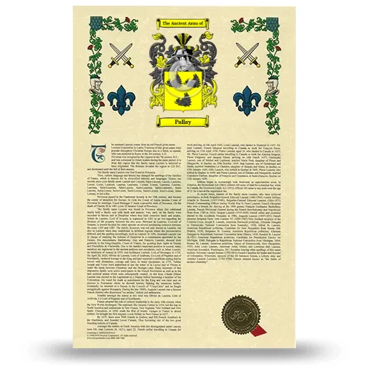 Pallay Armorial History with Coat of Arms