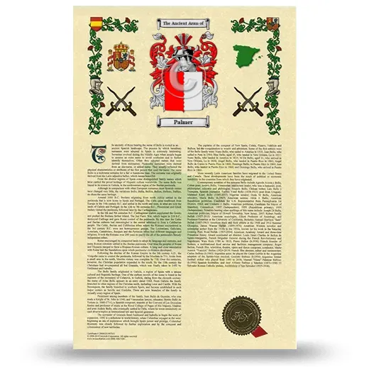 Palmer Armorial History with Coat of Arms