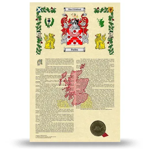 Parlen Armorial History with Coat of Arms