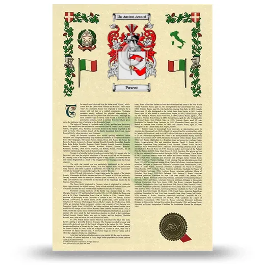 Pascot Armorial History with Coat of Arms