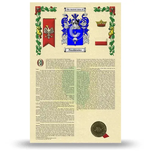 Paszkiewicz Armorial History with Coat of Arms