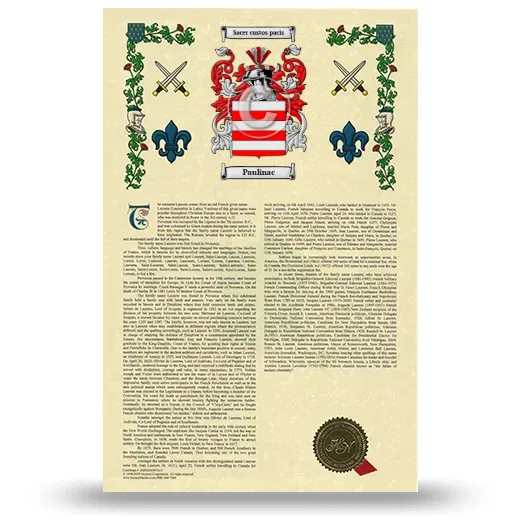 Paulinac Armorial History with Coat of Arms