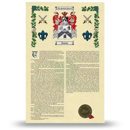 Pearon Armorial History with Coat of Arms