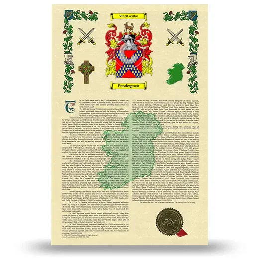 Pendergrast Armorial History with Coat of Arms