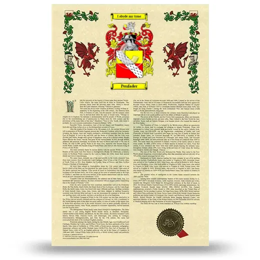 Penfader Armorial History with Coat of Arms