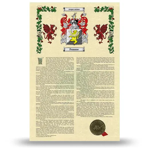 Pennane Armorial History with Coat of Arms