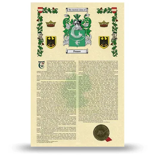 Penser Armorial History with Coat of Arms