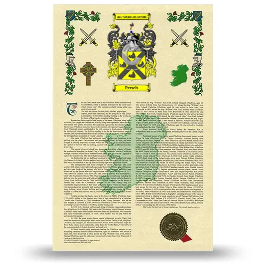 Persels Armorial History with Coat of Arms