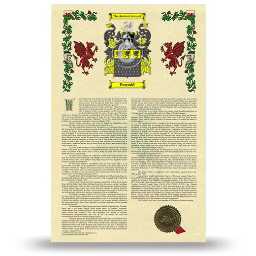 Pescodd Armorial History with Coat of Arms