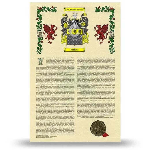 Peskett Armorial History with Coat of Arms