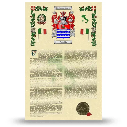 Petrella Armorial History with Coat of Arms