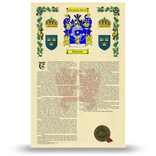 Pettersen Armorial History with Coat of Arms