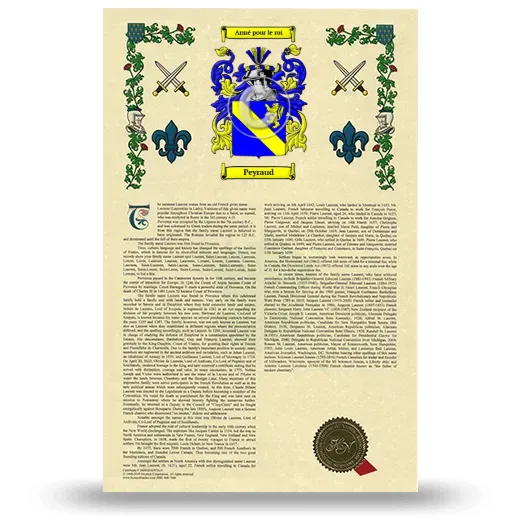 Peyraud Armorial History with Coat of Arms