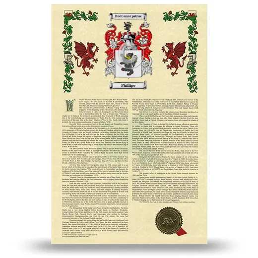 Phillipe Armorial History with Coat of Arms