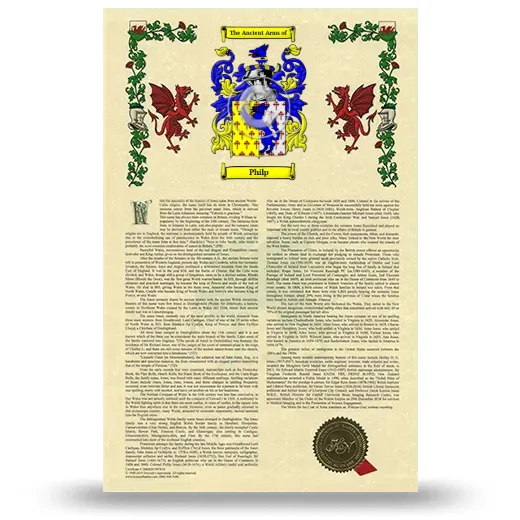 Philp Armorial History with Coat of Arms