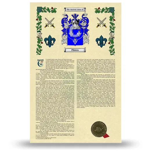 Pilotes Armorial History with Coat of Arms