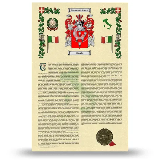 Pinato Armorial History with Coat of Arms