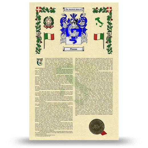 Pizana Armorial History with Coat of Arms