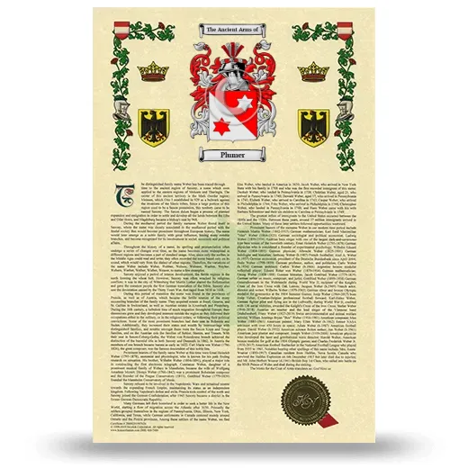 Plumer Armorial History with Coat of Arms