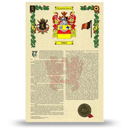 Poirot Armorial History with Coat of Arms