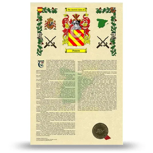 Ponces Armorial History with Coat of Arms
