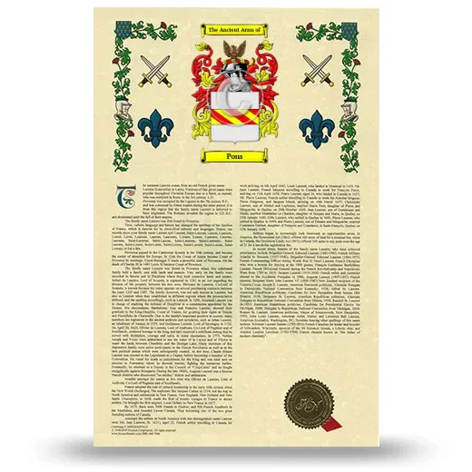 Pons Armorial History with Coat of Arms