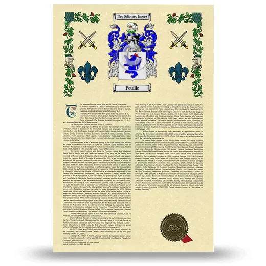 Pouille Armorial History with Coat of Arms