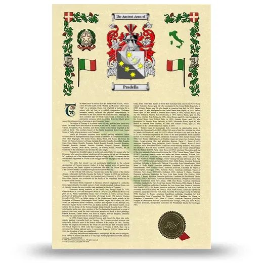 Pradella Armorial History with Coat of Arms