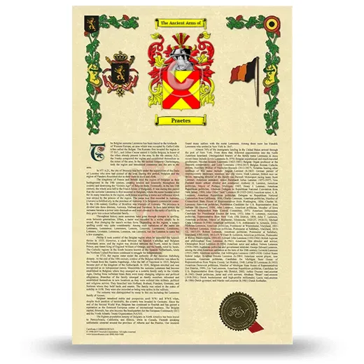 Praetes Armorial History with Coat of Arms