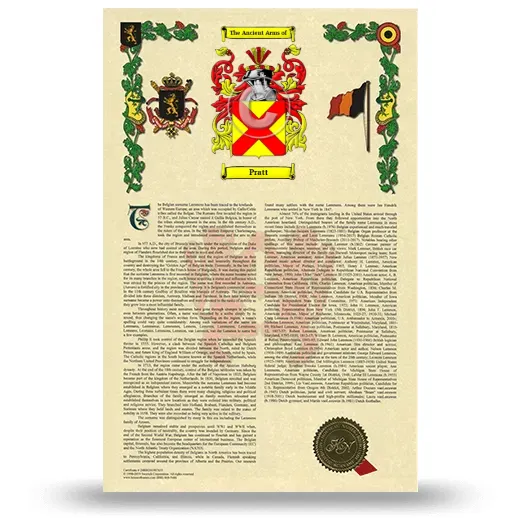 Pratt Armorial History with Coat of Arms