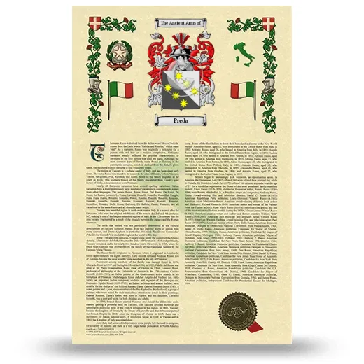 Preda Armorial History with Coat of Arms