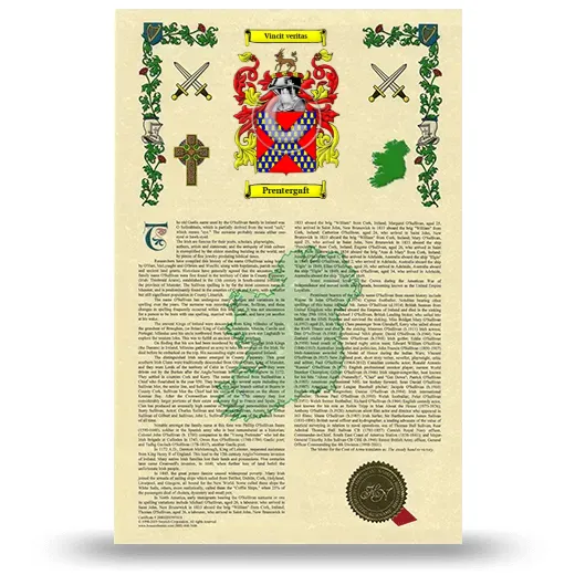 Prentergaft Armorial History with Coat of Arms