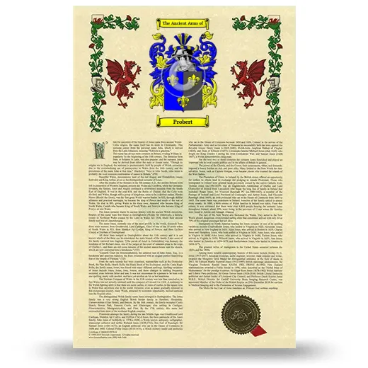 Probert Armorial History with Coat of Arms